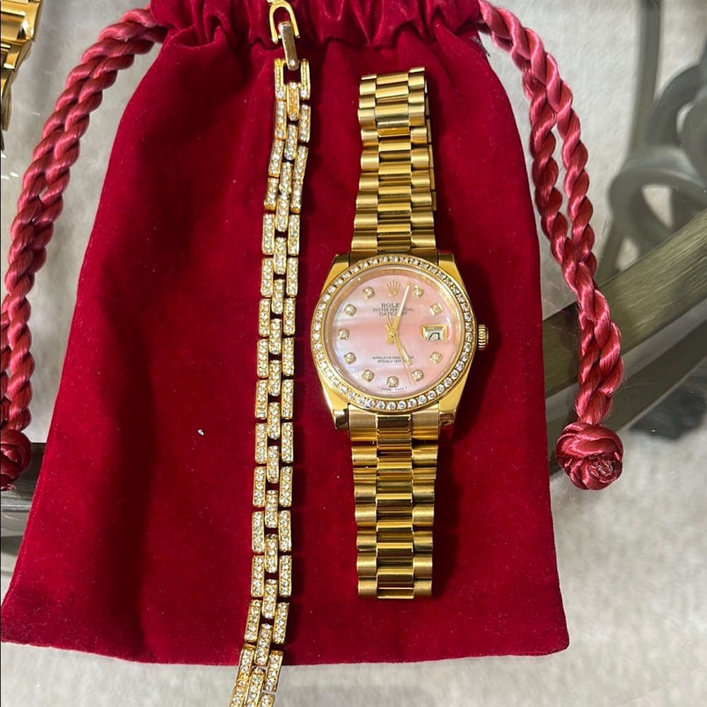 Gold and Pink Women's Watch